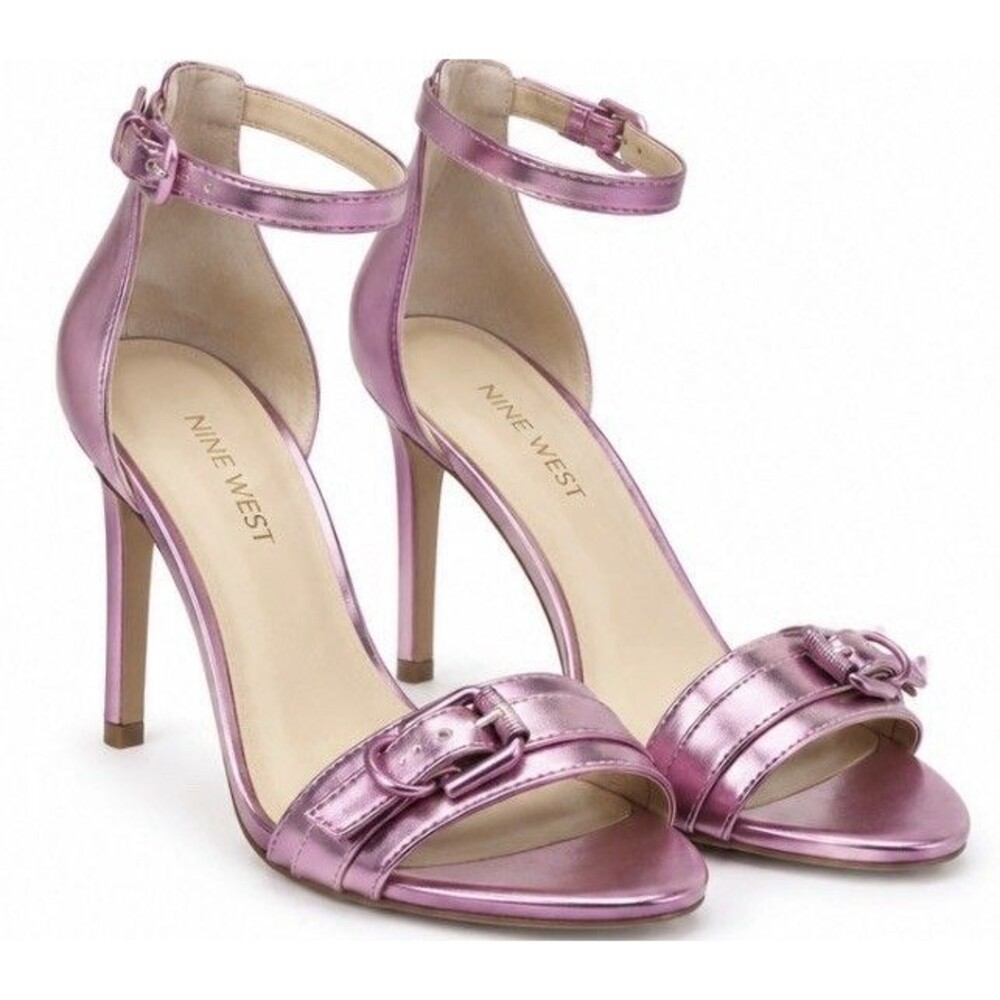 Nine West Rommie3 Metallic Pink Heeled Sandals Women’s 9.5 M NEW